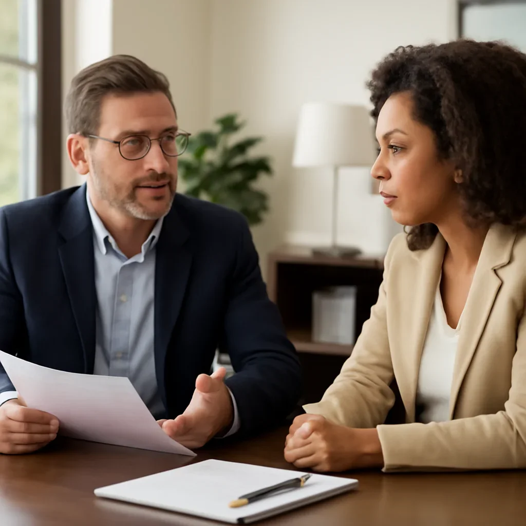 Business owner reviewing next SEO steps with a strategist for backlinks guide