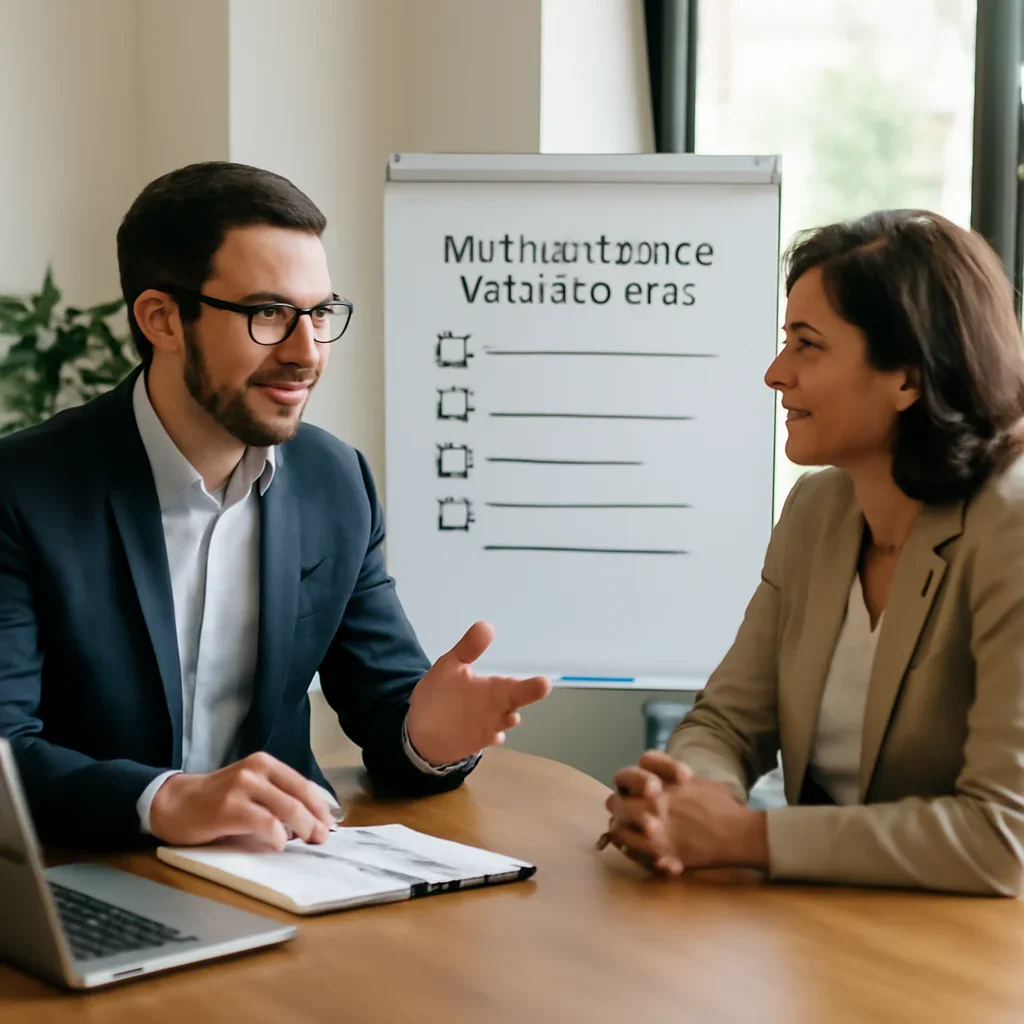 Business owner reviewing next SEO steps with a strategist for international seo checklist