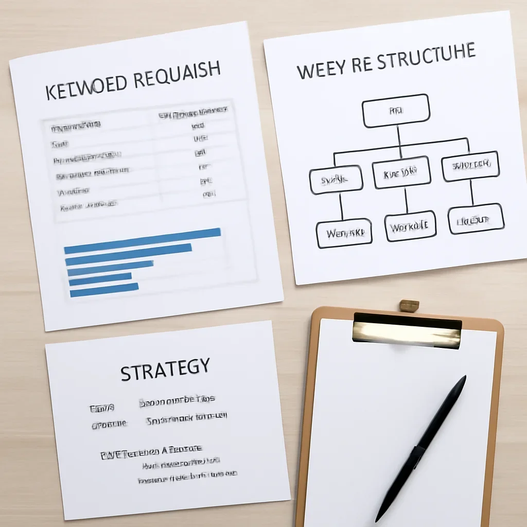SEO planning materials related to keyword research for seo