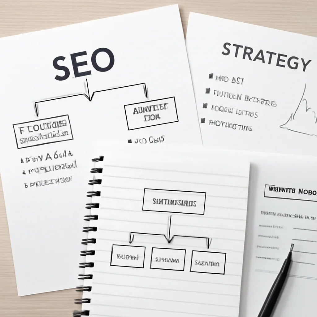 SEO planning materials related to keyword research