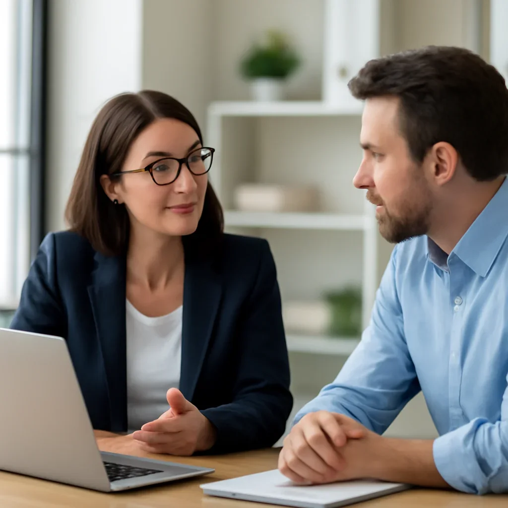 Business owner reviewing next SEO steps with a strategist for local seo services