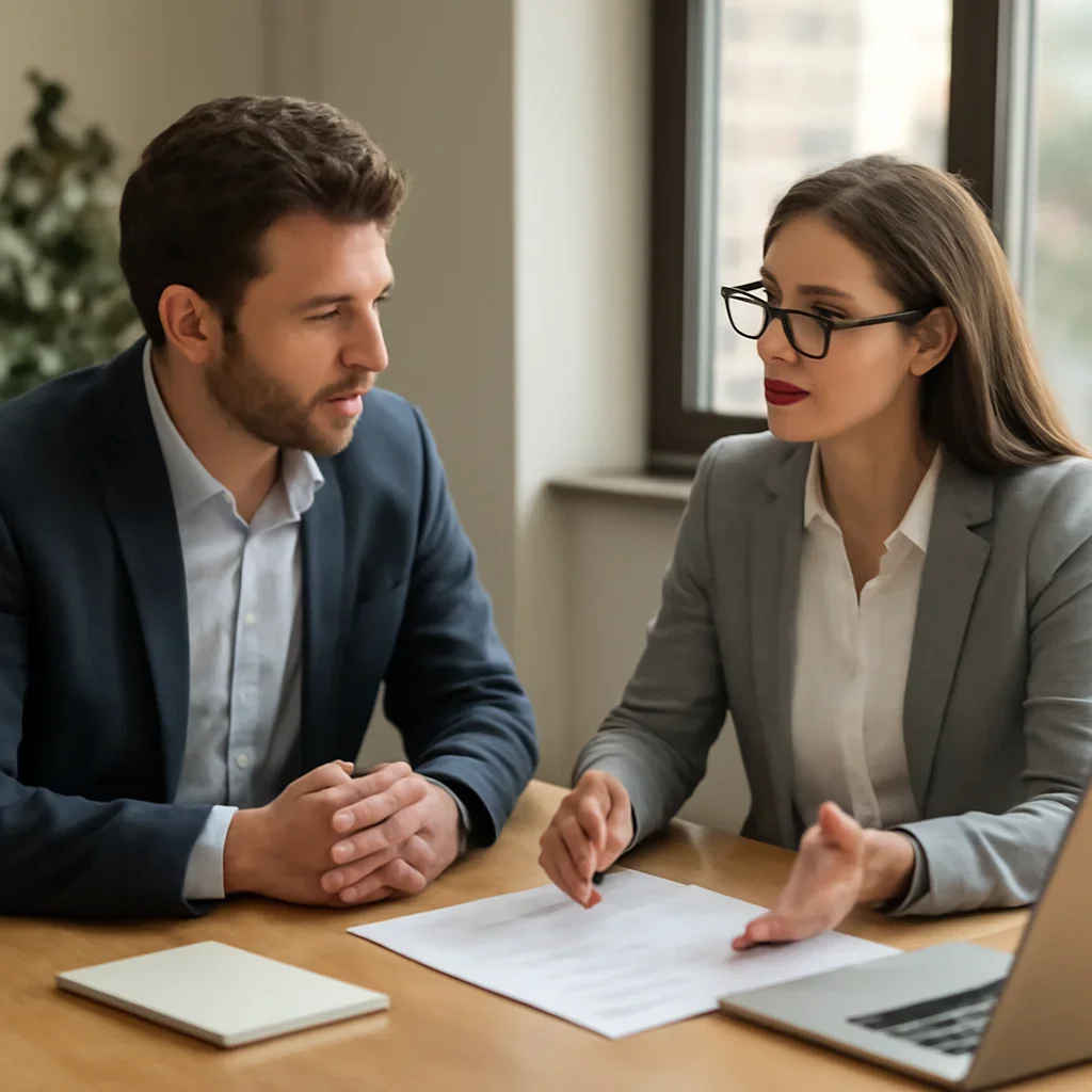 Business owner reviewing next SEO steps with a strategist for london, ontario seo services