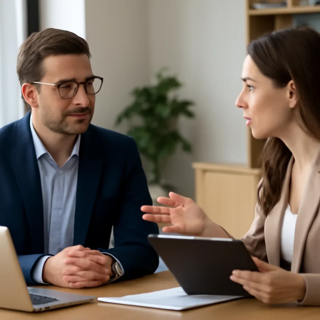 Business owner reviewing next SEO steps with a strategist for off-page seo