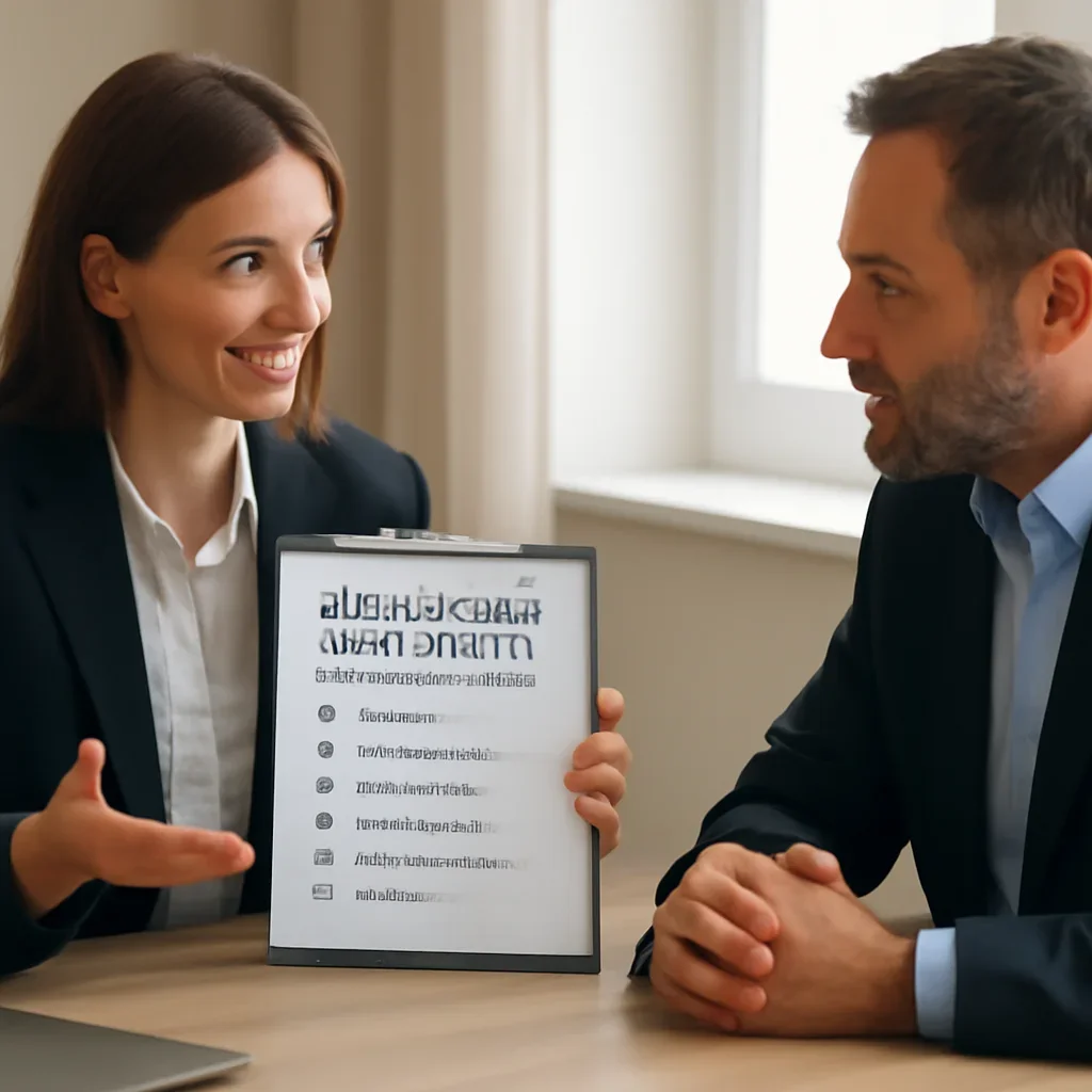 Business owner reviewing next SEO steps with a strategist for on-page seo checklist