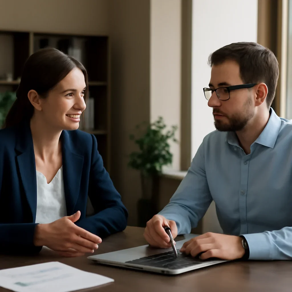 Business owner reviewing next SEO steps with a strategist for on-page seo