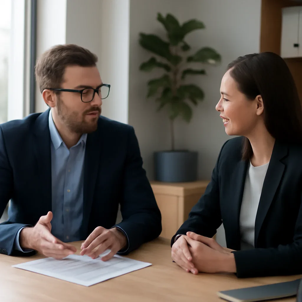 Business owner reviewing next SEO steps with a strategist for ottawa seo services