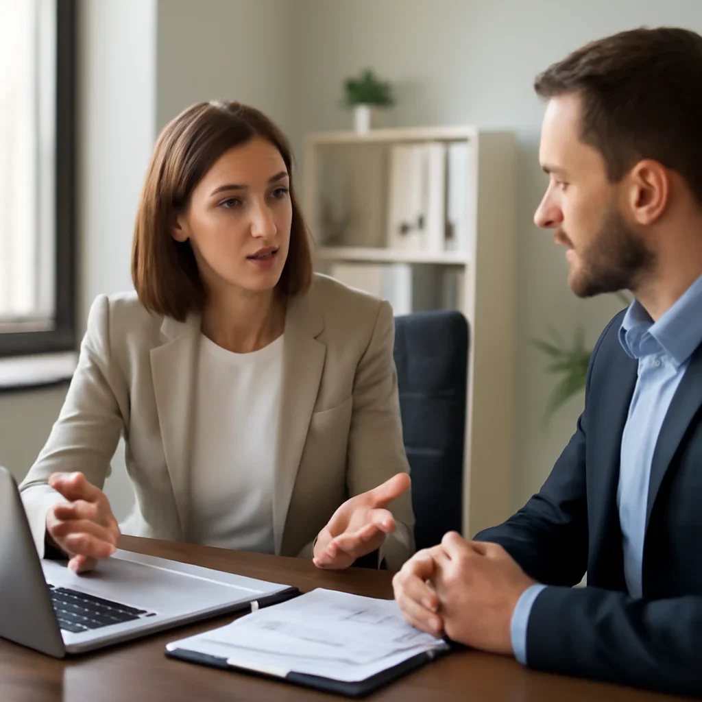 Business owner reviewing next SEO steps with a strategist for seo agency