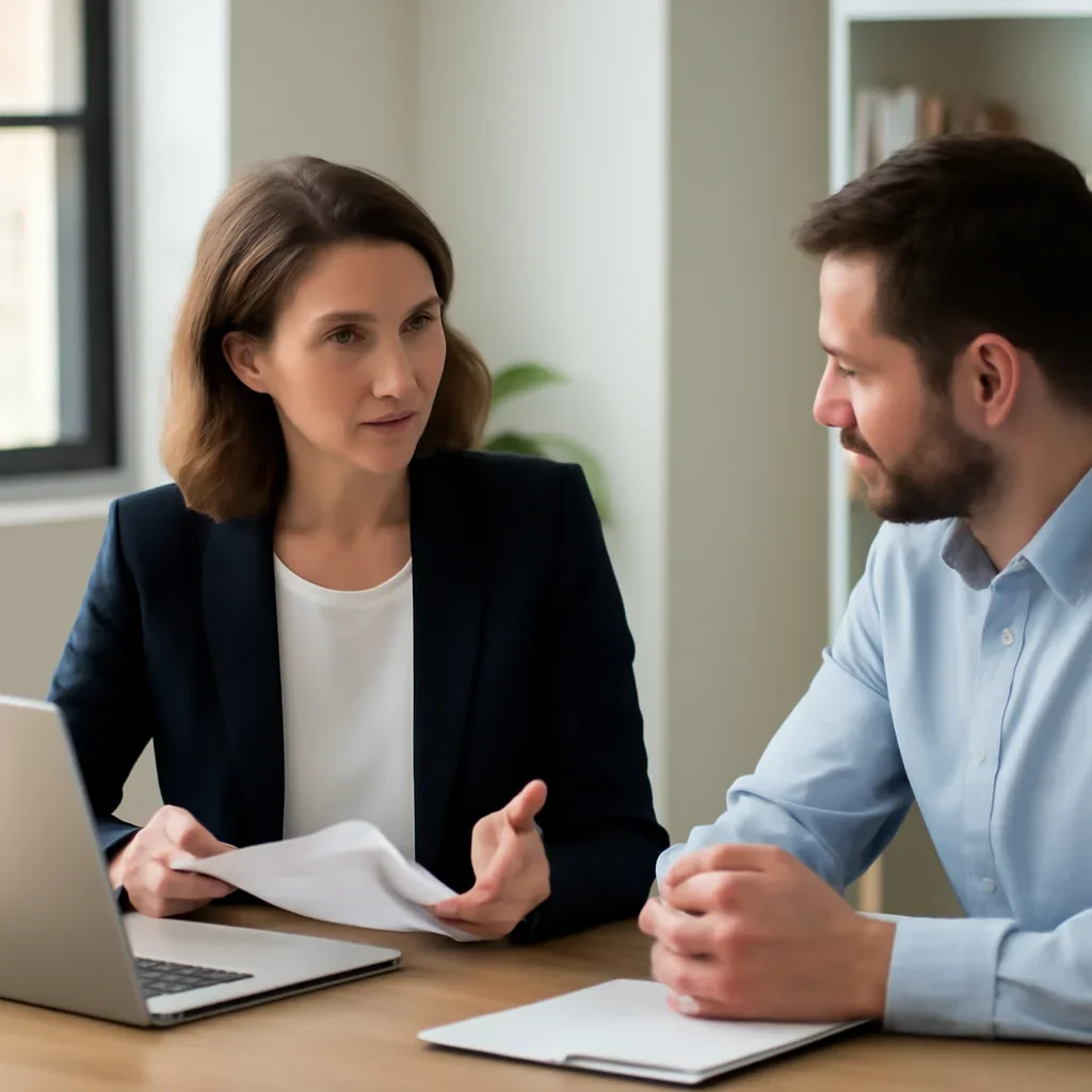 Business owner reviewing next SEO steps with a strategist for squarespace seo