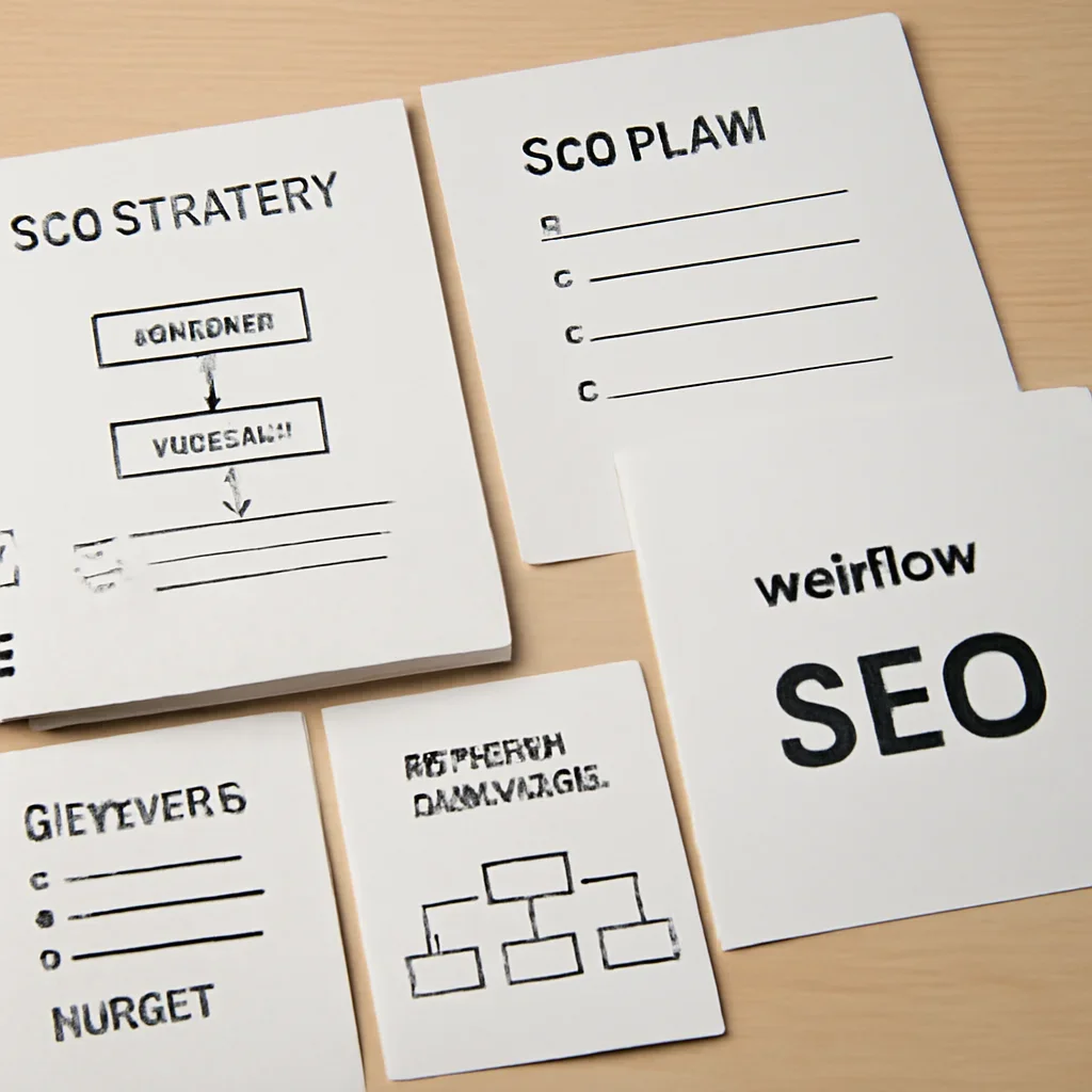SEO planning materials related to webflow seo