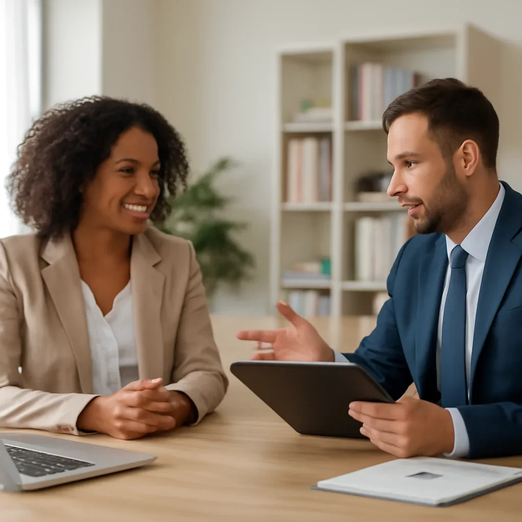 Business owner reviewing next SEO steps with a strategist for white label seo