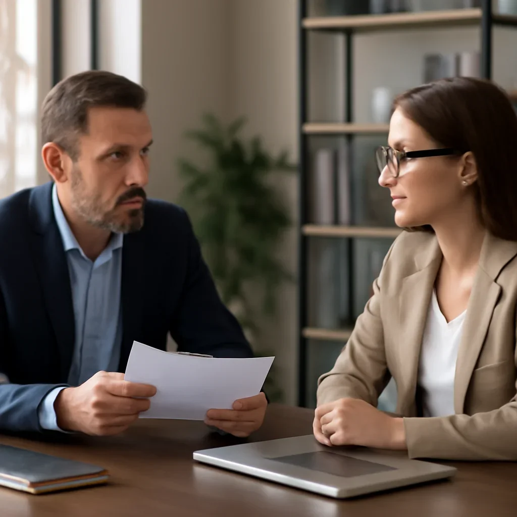 Business owner reviewing next SEO steps with a strategist for winnipeg seo services