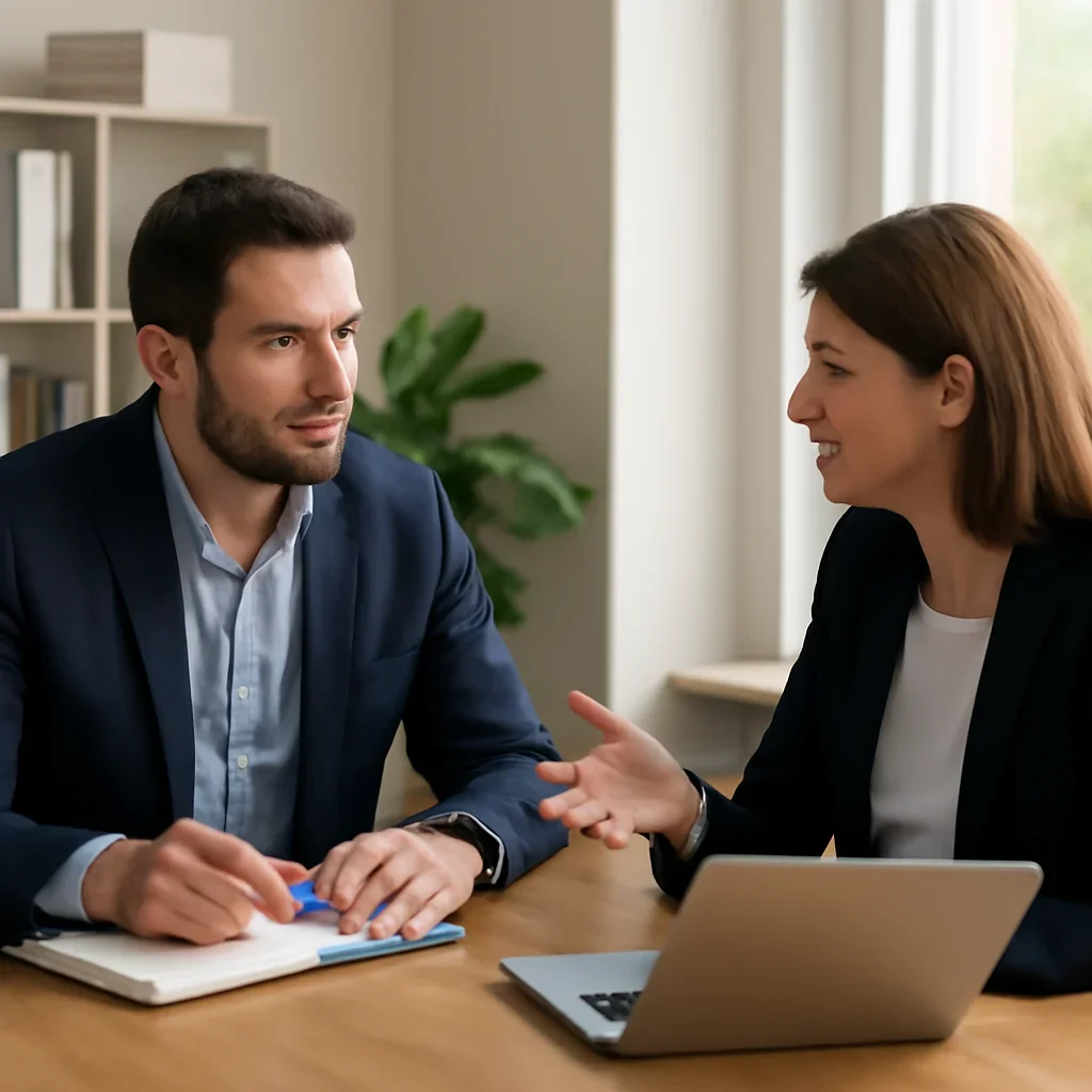 Business owner reviewing next SEO steps with a strategist for wordpress seo