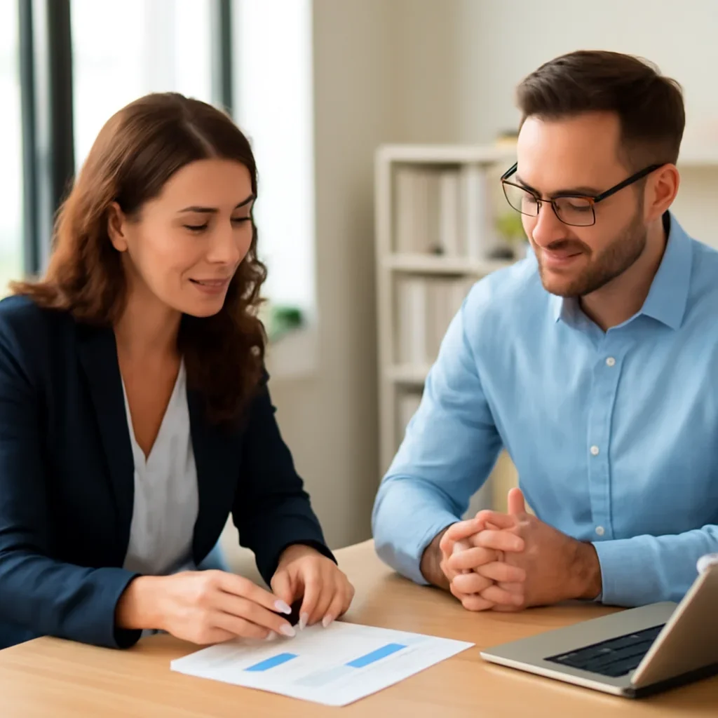 Business owner reviewing next SEO steps with a strategist for wordpress seo tips
